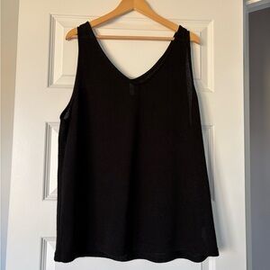 Black V-Neck Sleeveless Tank Top - Women